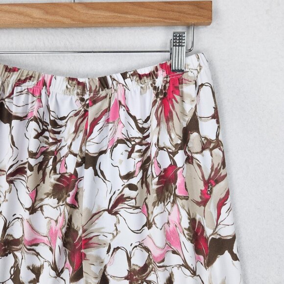 Chicos Pants Womens 1 Pink Brown 8 Floral Wide Leg Lightweight Pull On Easy Wear - Picture 8 of 11